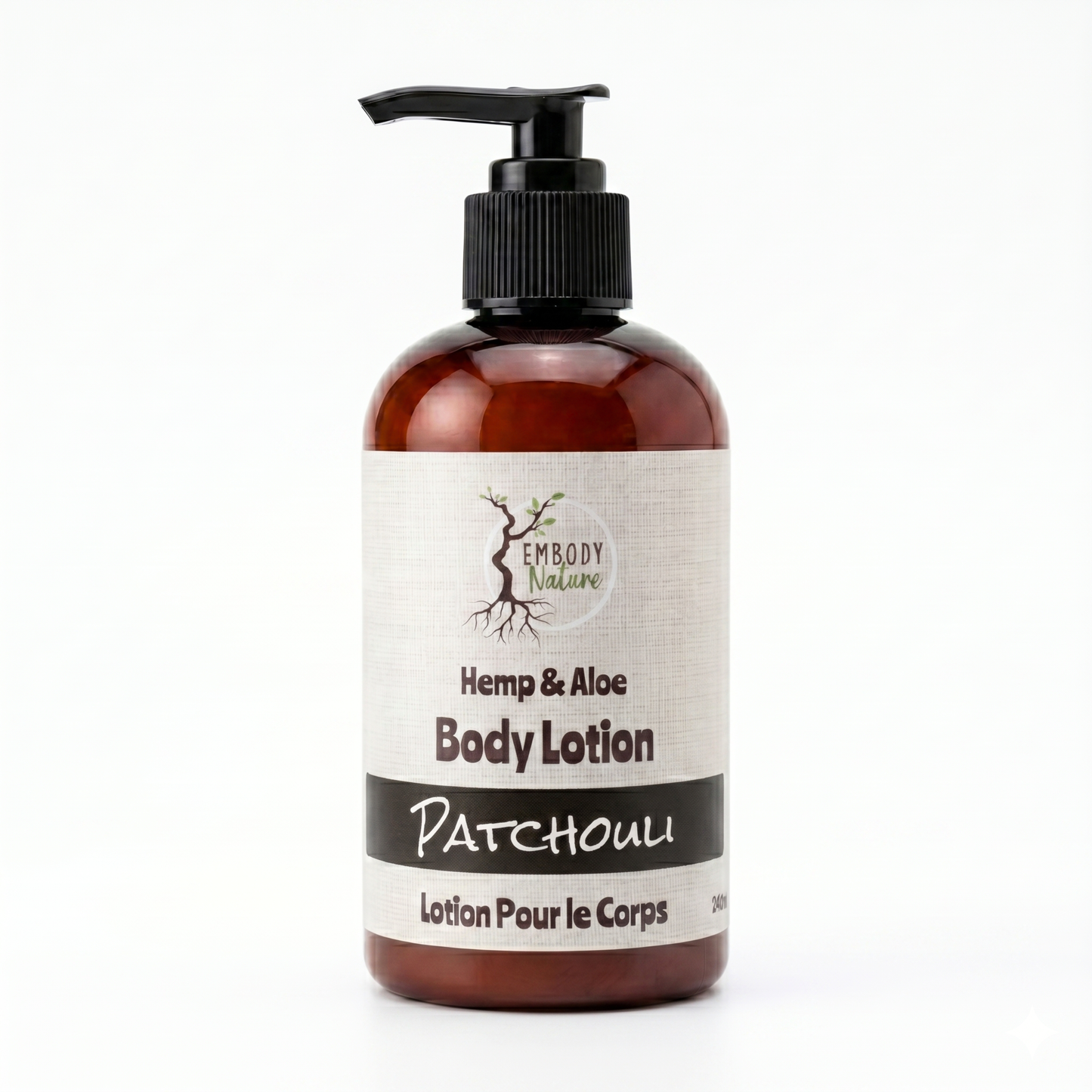 Embody Nature Hemp and Aloe Body Lotion in Patchouli scent, 240ml pump bottle