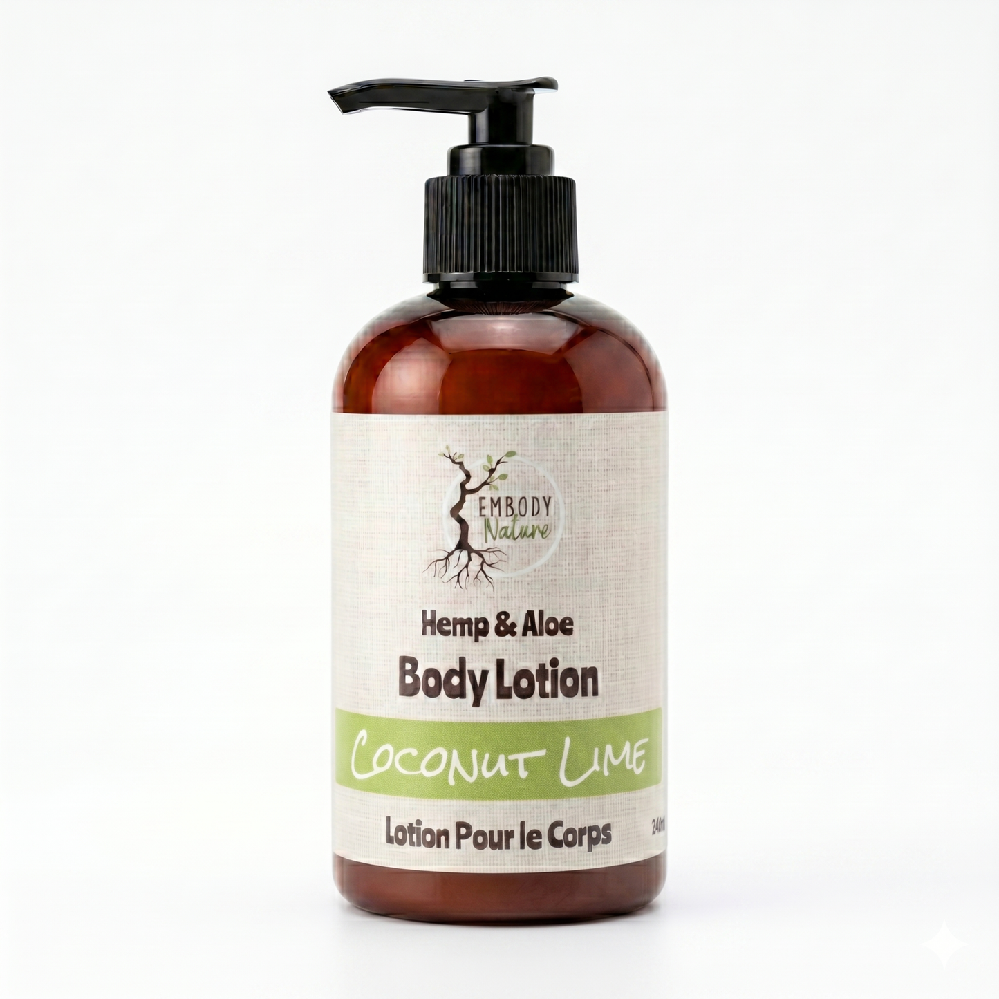 Embody Nature Hemp and Aloe Body Lotion in Coconut-Lime scent, 240ml pump bottle