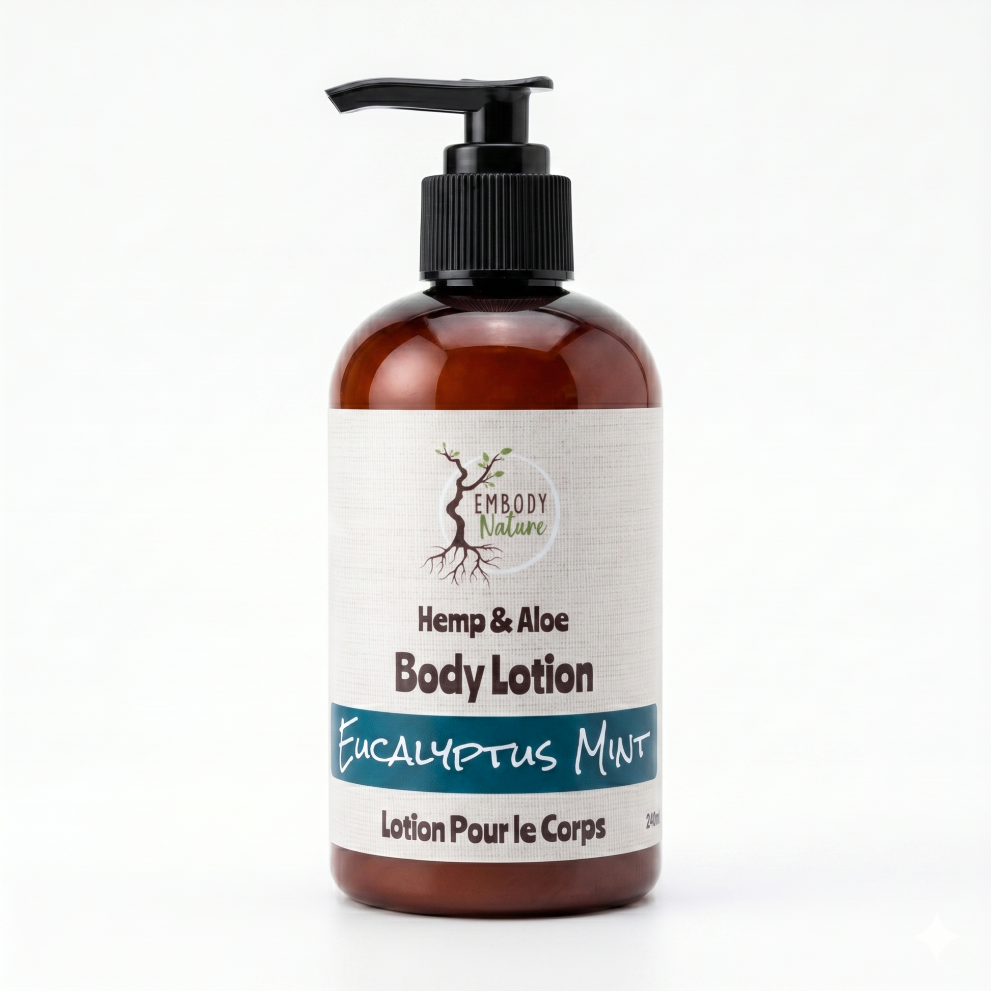 Embody Nature Hemp and Aloe Body Lotion in Eucalyptus-Mint scent, 240ml pump bottle