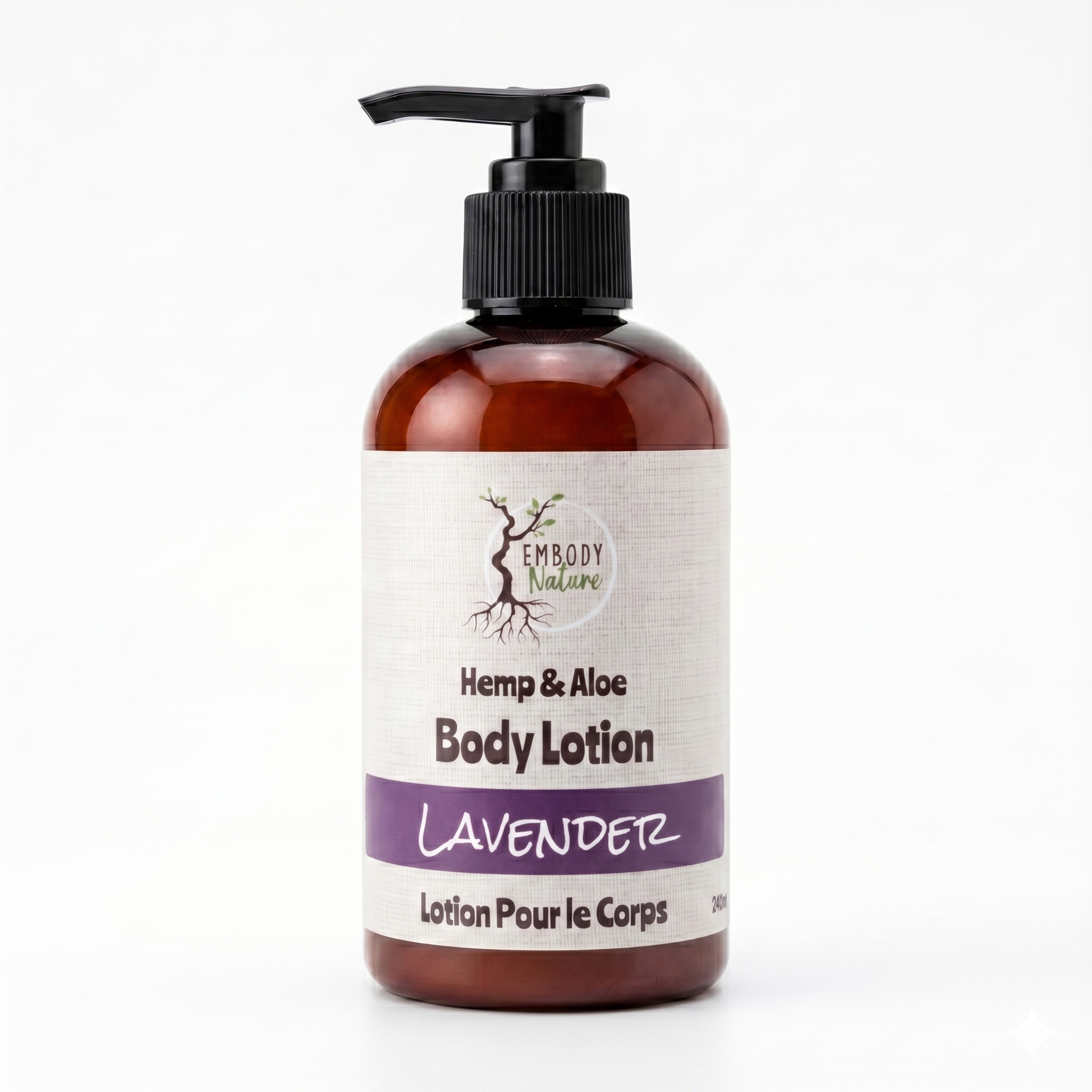 Embody Nature Hemp and Aloe Body Lotion in Lavender scent, 240ml pump bottle
