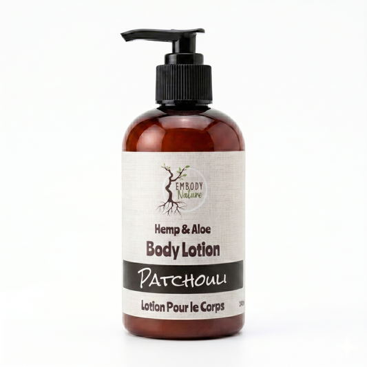 Embody Nature Hemp and Aloe Body Lotion in Patchouli scent, 240ml pump bottle