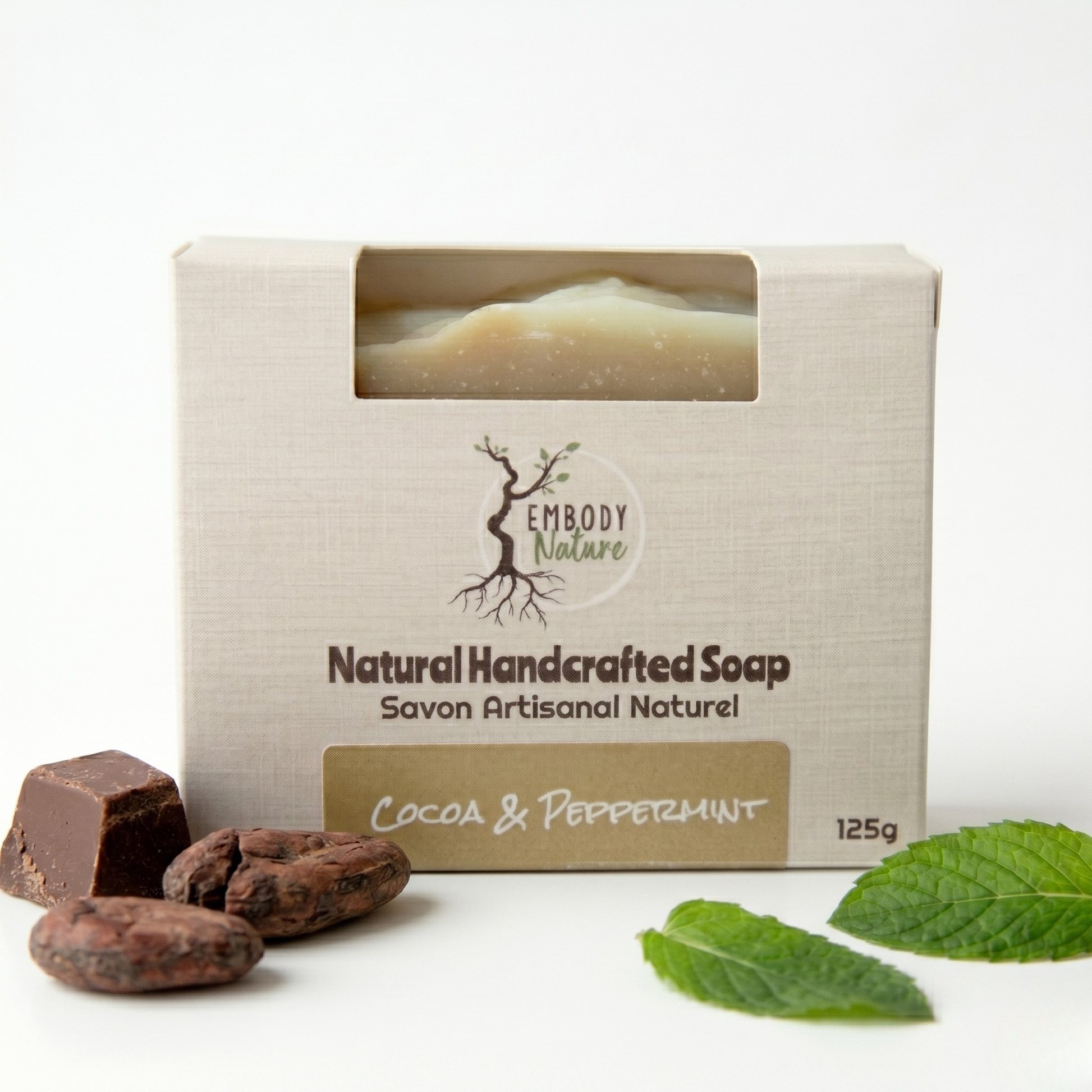 Embody Nature's Cocoa and Peppermint all natural soap bar