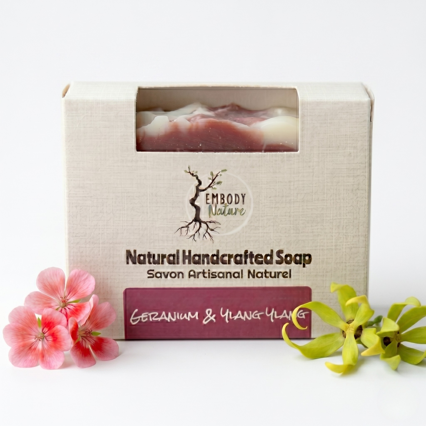 Geranium and Ylang Ylang Natural Soap Bar by Embody Nature